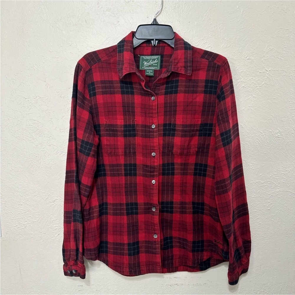 Woolrich Heirloom Red and Black Check Flannel Shirt Size Medium